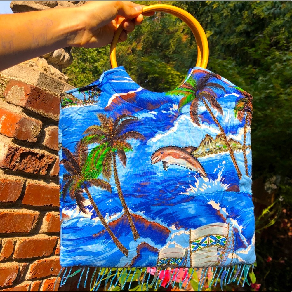 Rare Vintage Beaded Dolphin Bag